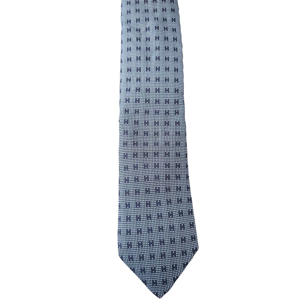 NWOT Vintage Hermès 100% Silk Men's Blue Tie With White Dots & H Designs